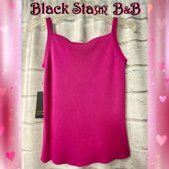 💕Dana Buchman spaghetti strap sleeveless V-neck blouse. Hot Pink color Sz 4P - Picture 3 of 4